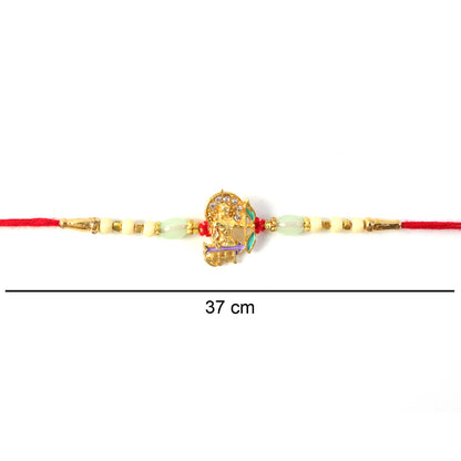 Detailed view of traditional Lord Ram Rakhi for Raksha Bandhan