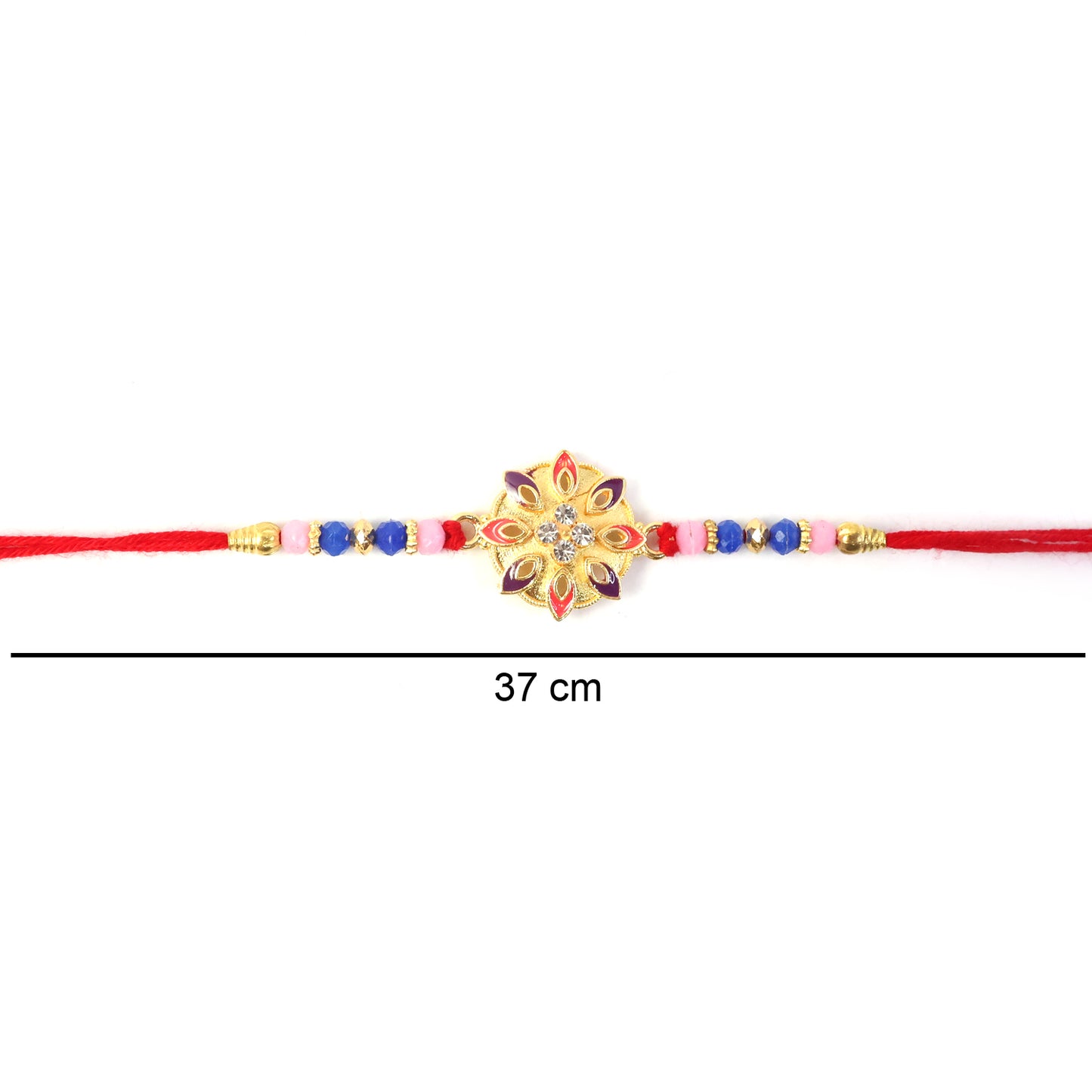 Traditional rakhi with floral design and soft thread