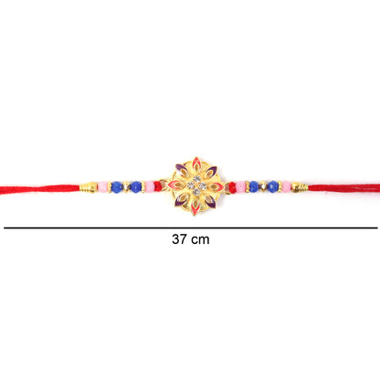 Traditional rakhi with floral design and soft thread