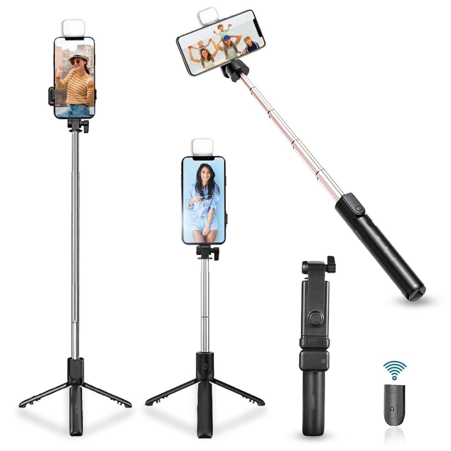 3 in 1 Wired Selfie Stick with Extendable Handle (70 Cm Long)