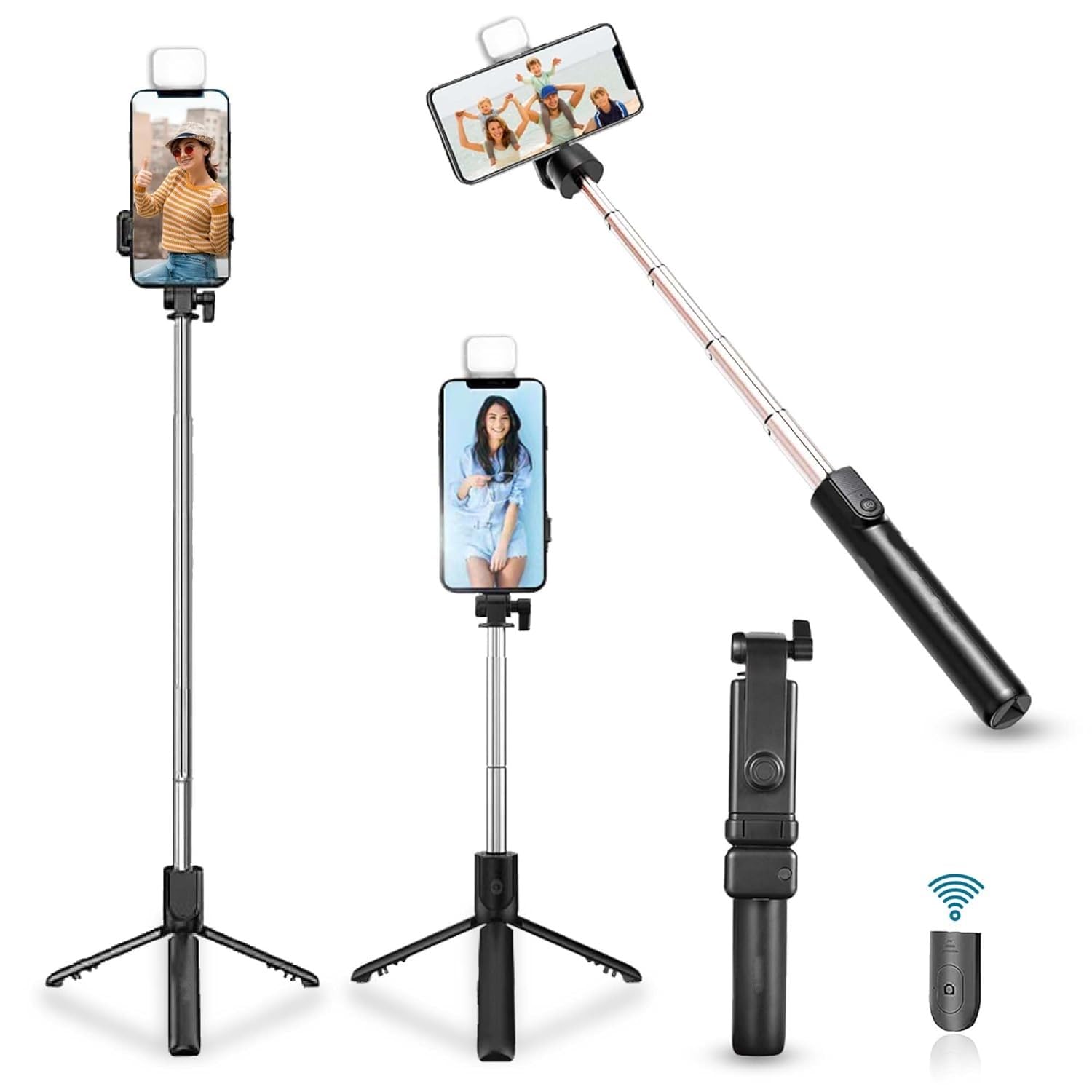 3 in 1 Wired Selfie Stick with Extendable Handle (70 Cm Long)