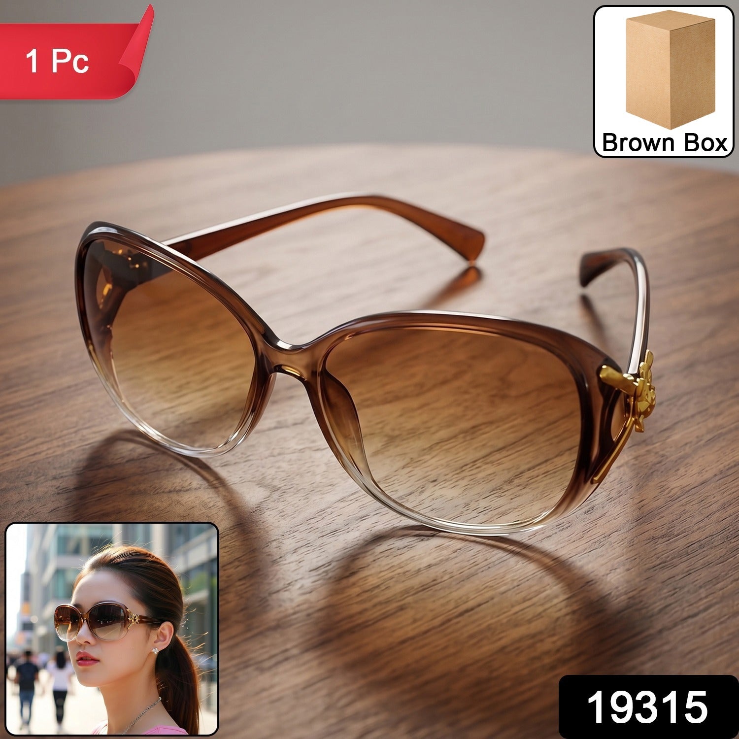 Stylish Oversized Fashion Sunglasses for Women with Gradient Tinted Lenses (1 Pc)