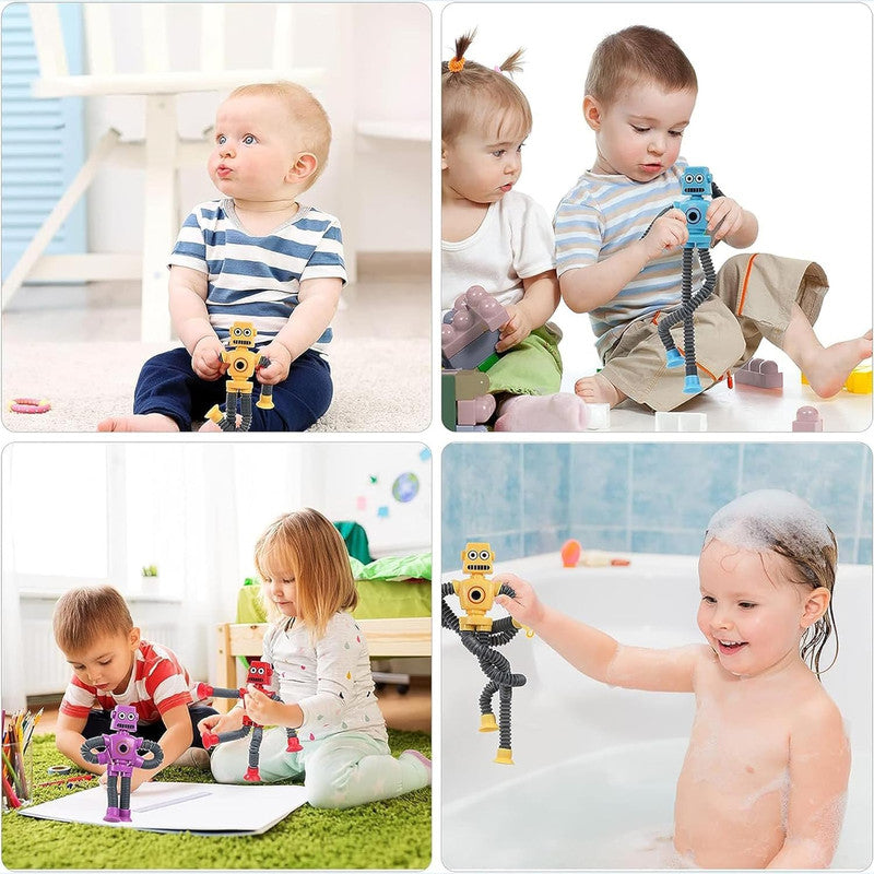 Flexible Pop Tube Robot Toy for Kids – Bendable Stretch Robot Action Figure with Movable Arms and Legs