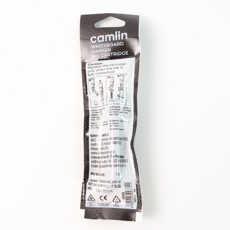 Camlin Whiteboard Marker Ink Cartridge – Black Colour, Refillable Cartridge for Camlin Whiteboard Markers – 1 Pc