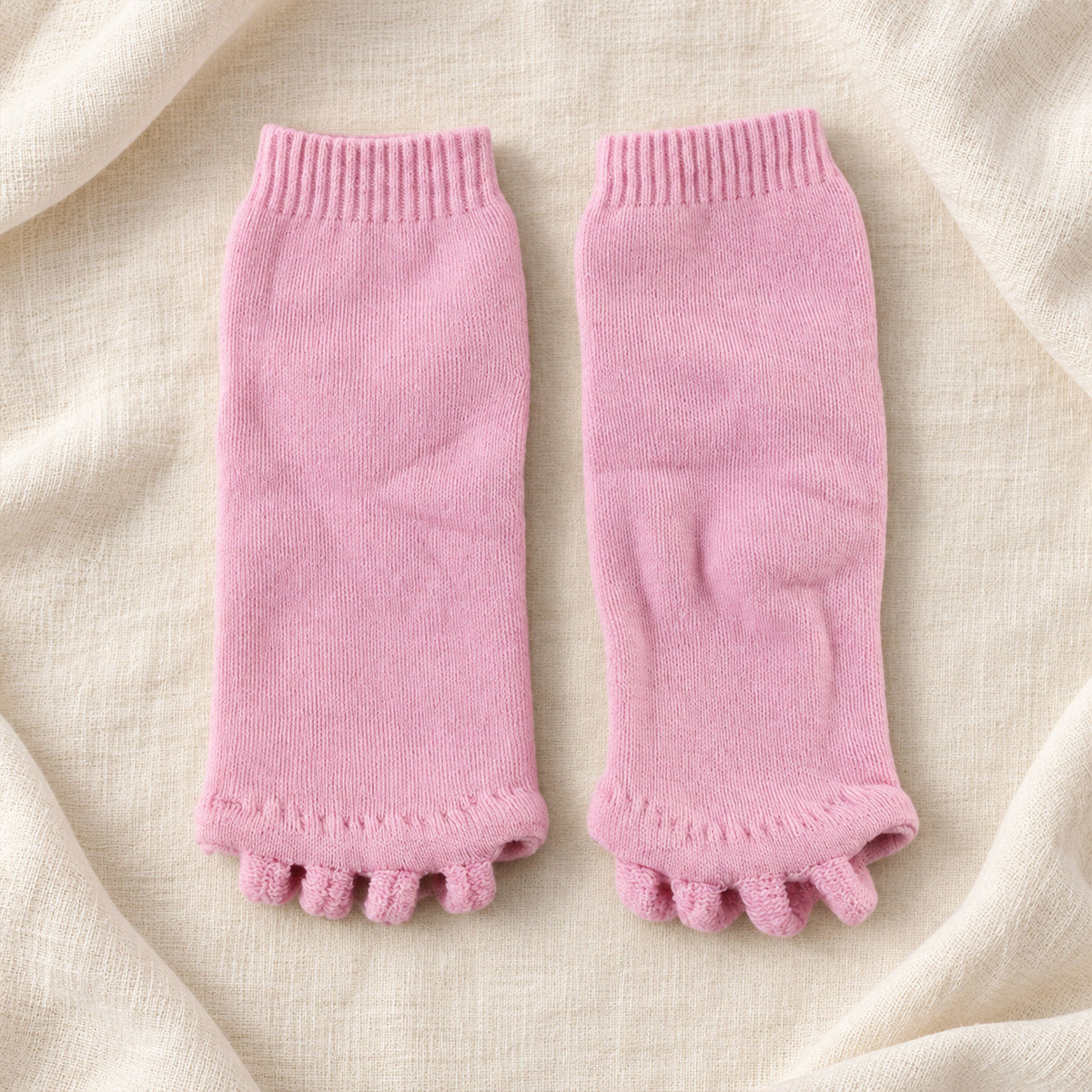 Cotton Blend Open-Toe Comfort Socks with Toe Separators and Ribbed Cuffs (1 Pair)