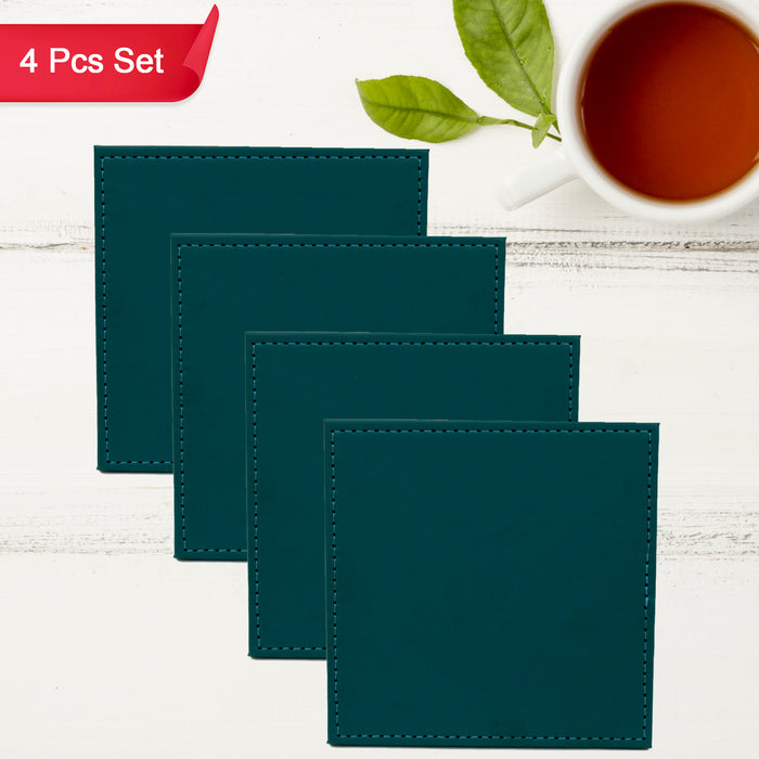 Square Tea Coaster - Dining Table Decor Accessories - Coaster for Dining Table for Hot Pots Coasters for Cups Durable and Long-Lasting, Leather Coffee Table for Home or Office Use (1 pc & 4 pc)