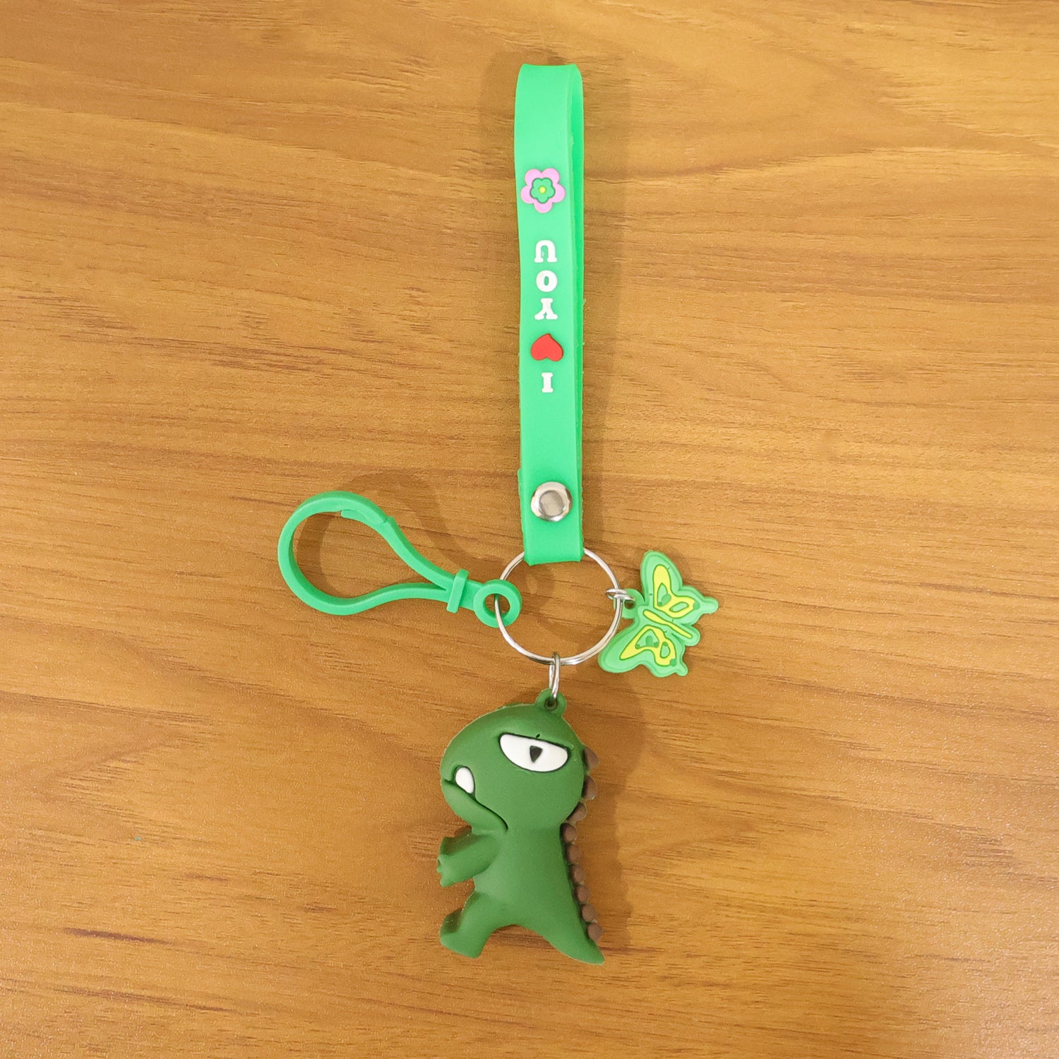 Cute Dinosaur Cartoon Keychain with Silicone Strap (1 Pc)