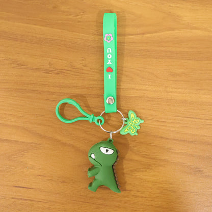 Cute Dinosaur Cartoon Keychain with Silicone Strap (1 Pc)