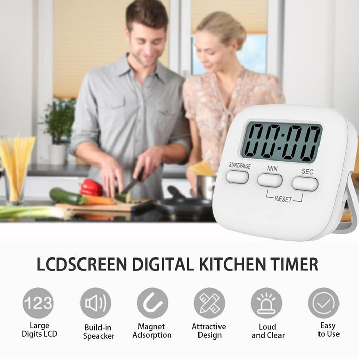 LinkDm 6 Pack Small Digital Kitchen Timer Magnetic Back and ON/Off  Switch,Minute Second Count