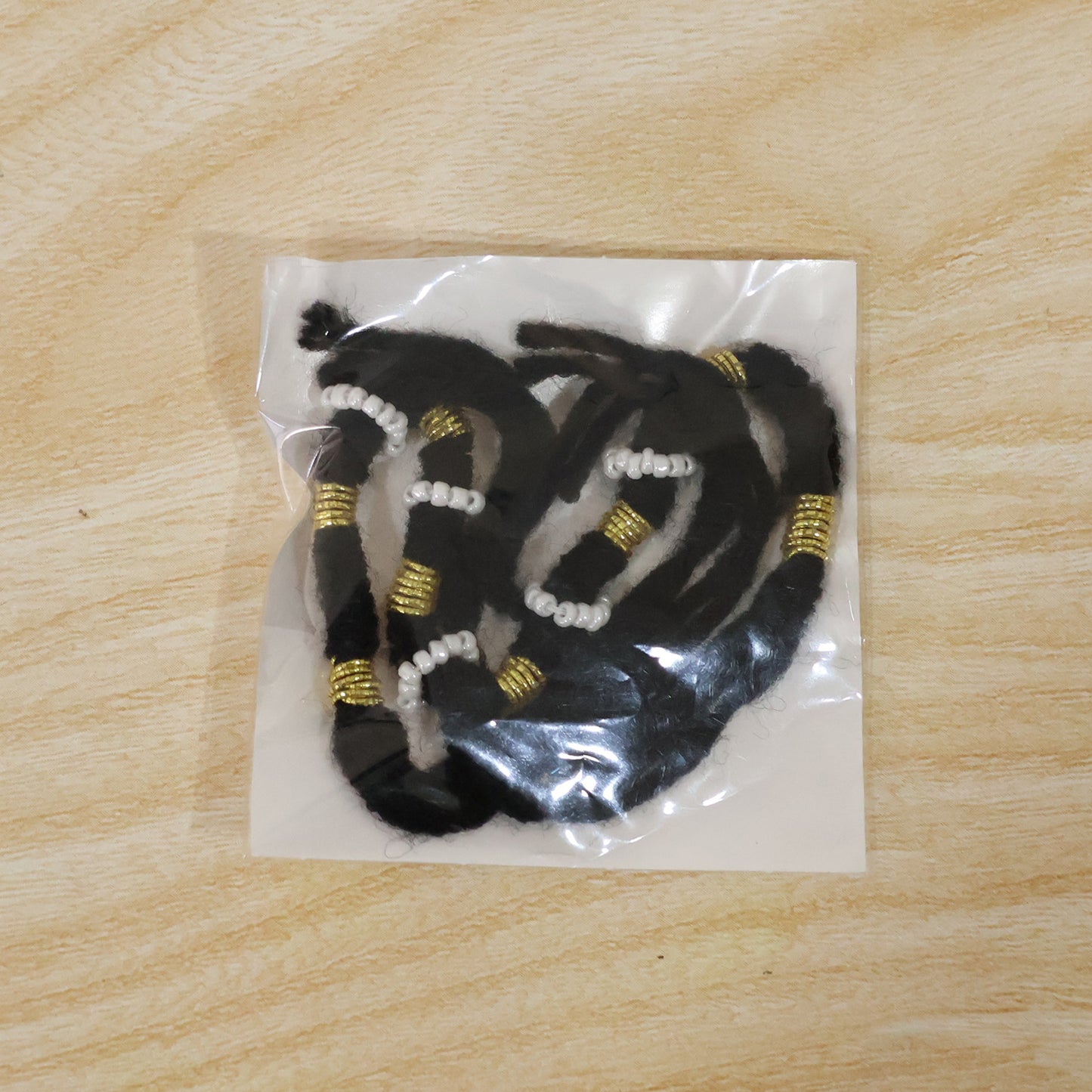 Handmade Black Bracelet Rakhi with White Beads (1 Pc)