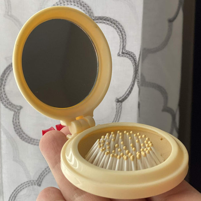 8412  Foldable Travel Mirror Hair Brushes, 1pc Round Portable Folding Pocket Hair Brush, Mini Hair Comb Compact Travel Size, Hair Massage Comb, For Men Women And Girls