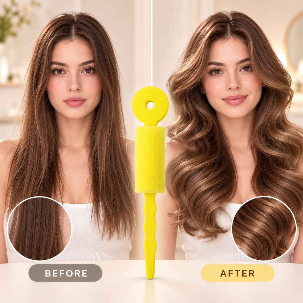 Soft Foam Hair Curling Roller with Locking Strap for Heatless Hairstyling (1 Pc)