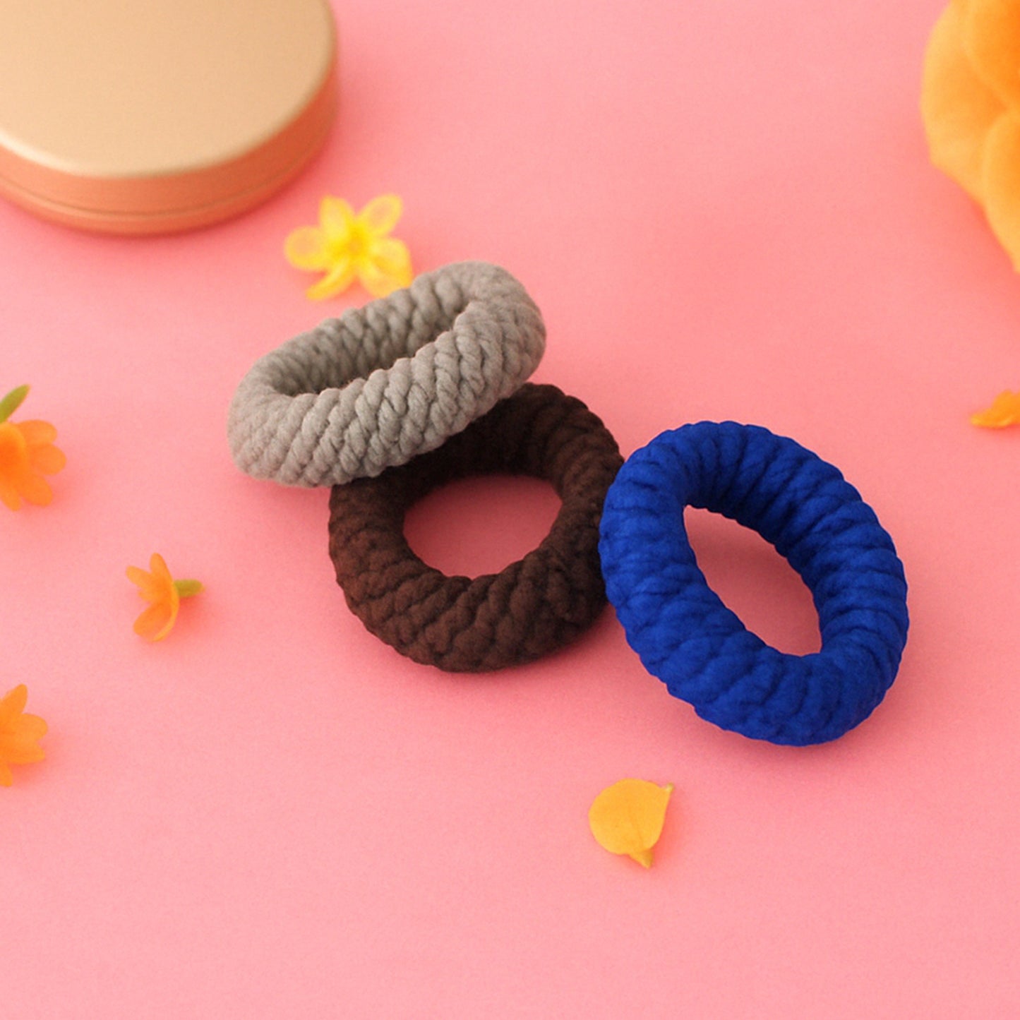 Tyre Shape Hair Rubber Bands Pack of 3 (Multicolour), Hair accessories