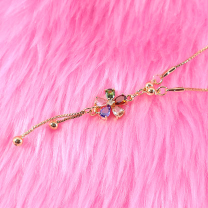 Gold-Plated Multicolor Butterfly Pendant Necklace with Hanging Chain Detailing for Women