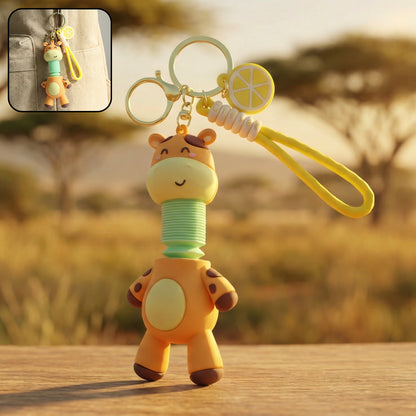 Giraffe keychain with metal ring and wrist strap