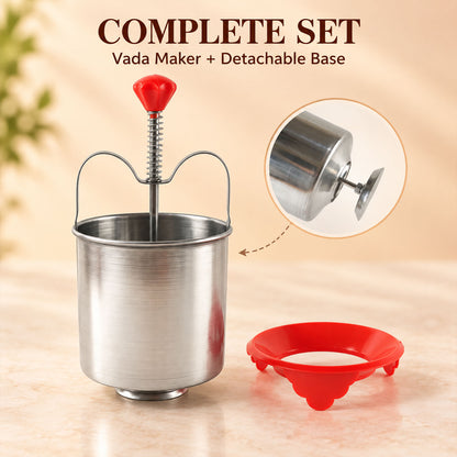 Detailed image of the Medu Wada Maker's lever mechanism for dispensing batter.