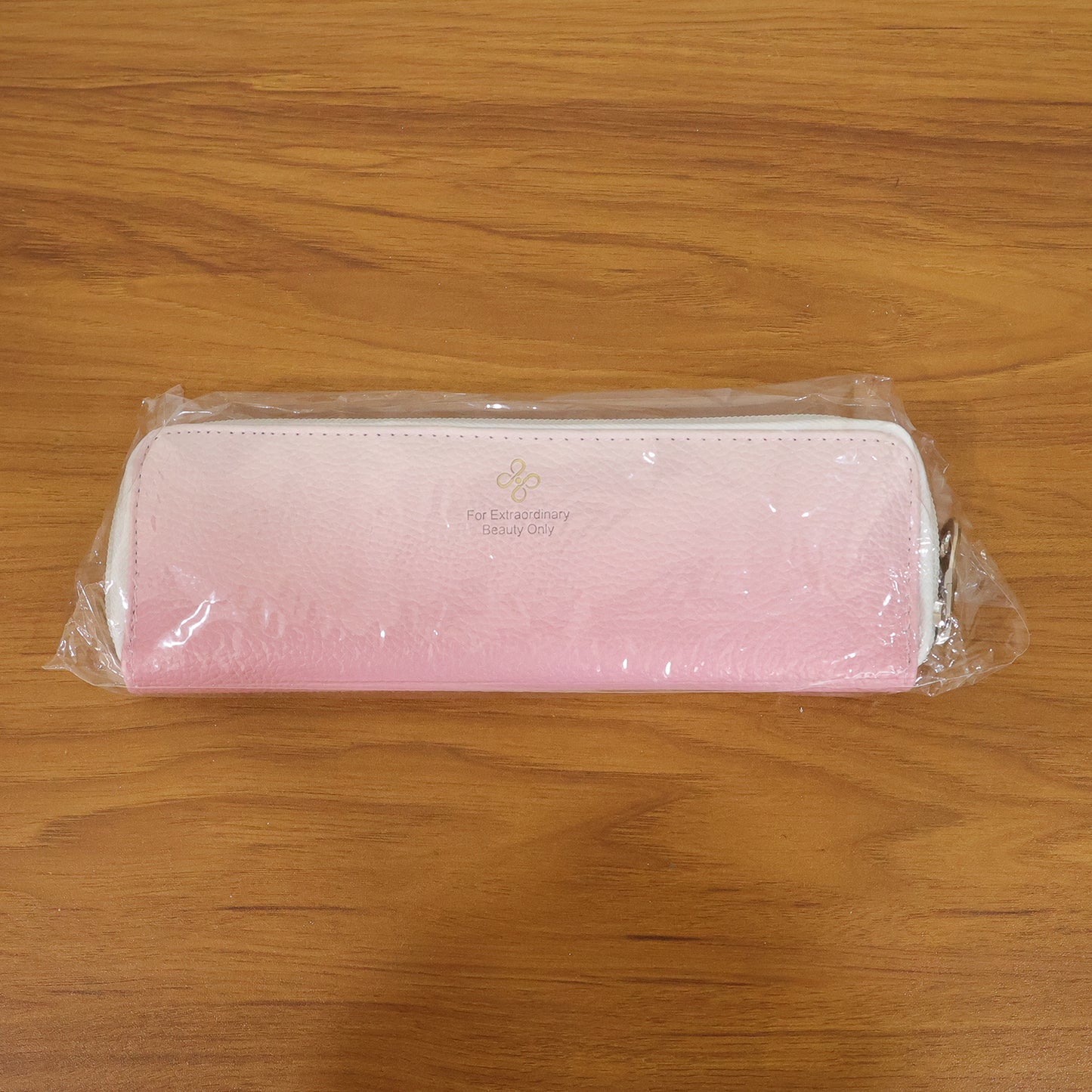 Makeup brushes and cosmetic tools organized in pouch