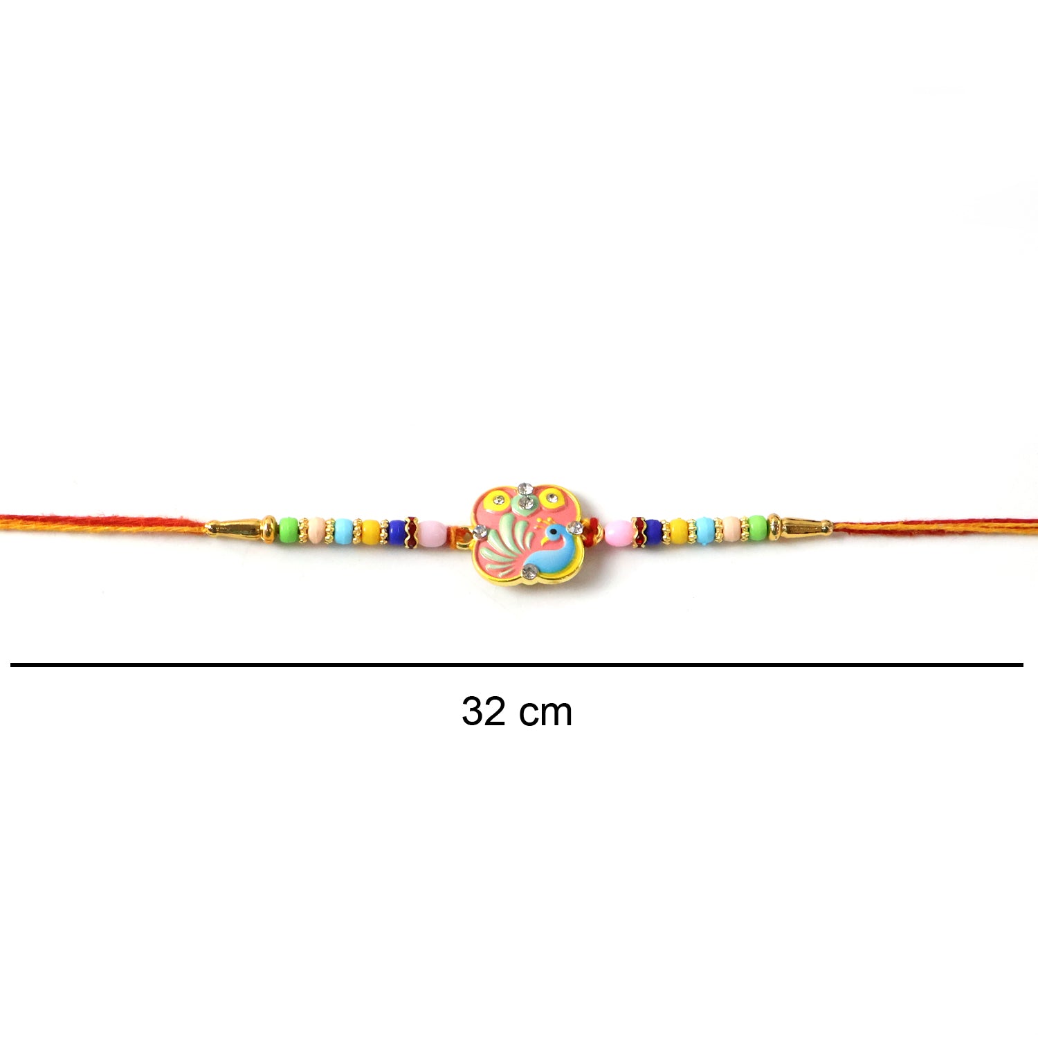 Colorful Peacock Design Rakhi with Decorative Beads (1 Pc)