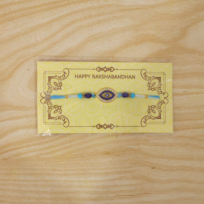 Evil Eye Designer Rakhi with Blue Beads (1 Pc)