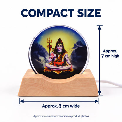3D Mahadev LED Lamp with Wooden Base for Home Decor Shelf (1 Pc)