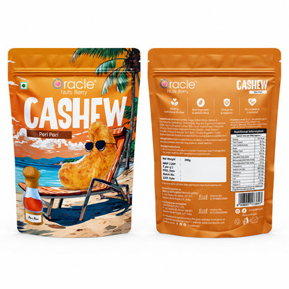 Peri Peri Cashews Premium Roasted Crunchy Kaju with Spicy Fiery Hot Masala (200g)
