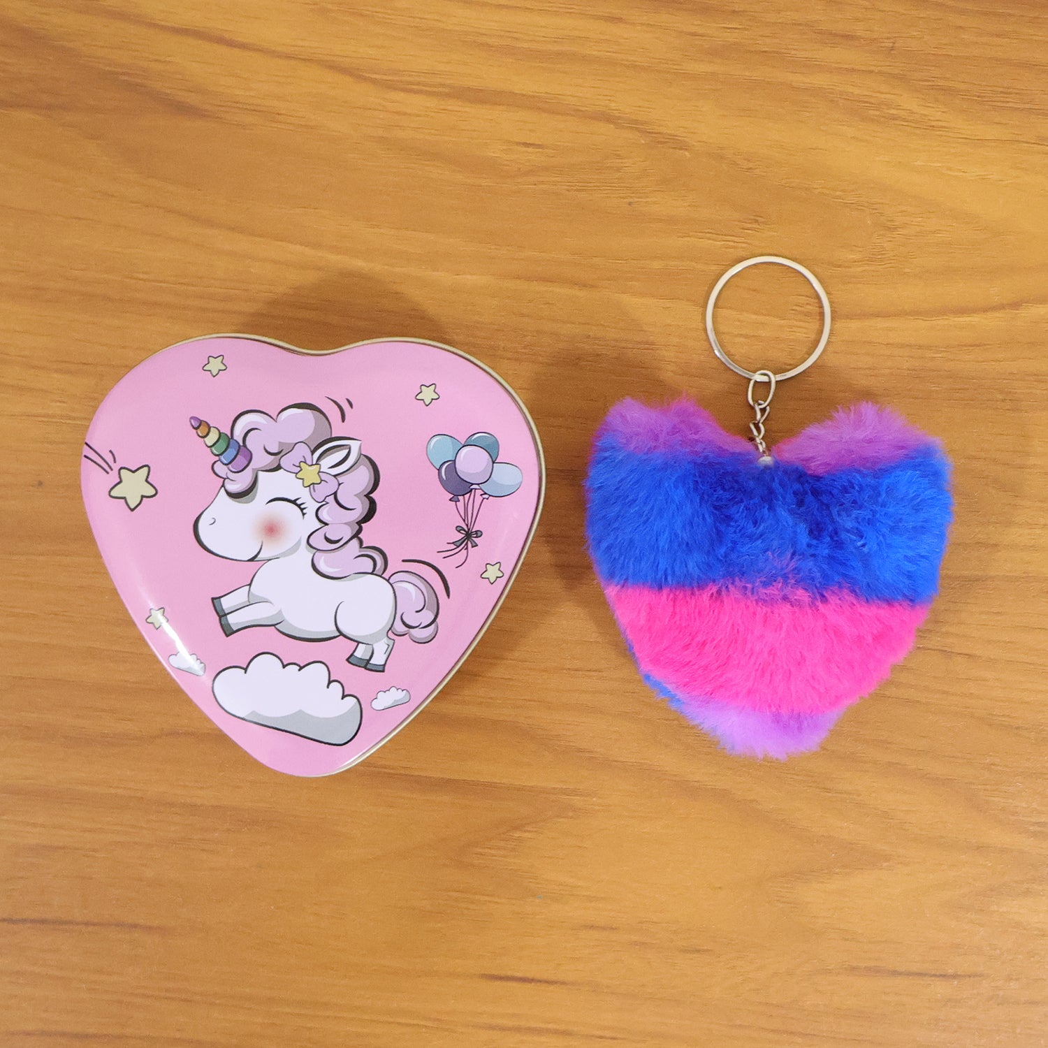 Heart Shape Gift Box & Plush Keychain (2 Pc)