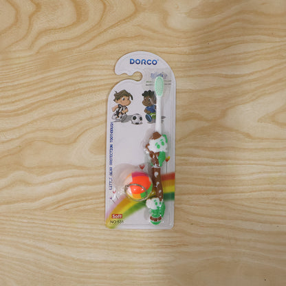 Detail shot of kids toothbrush bristles
