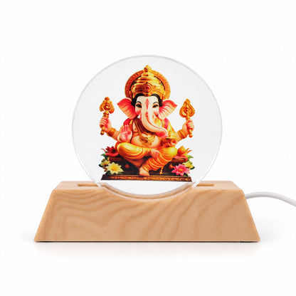 3D Ganesha Acrylic LED Lamp with Warm Golden Glow for Decor (1 Pc)