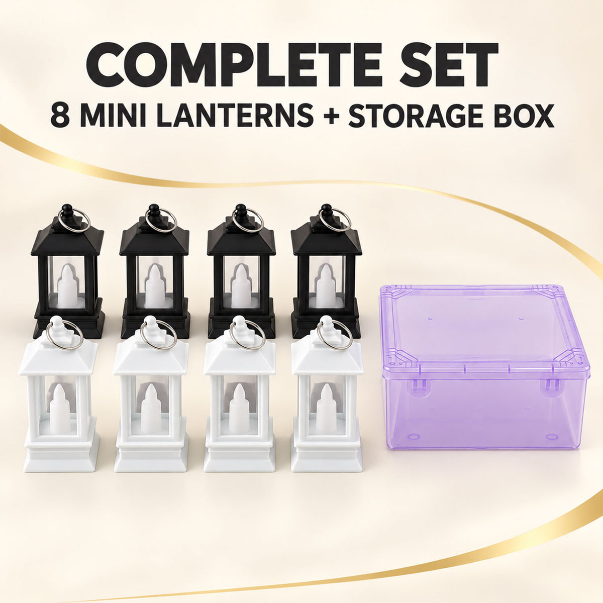 Decorative Flameless LED Mini Lantern Candles for Festive Home Decor (8 Pc Set)