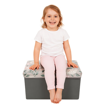 Premium Foldable Storage Box with Floral Lid (1 Pc)