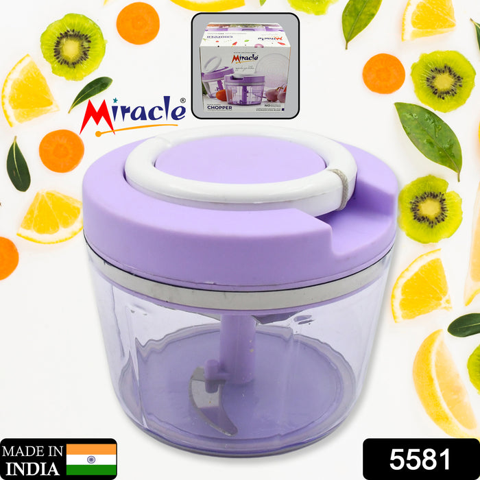 Miracle Ring Chopper, Quick Handy Chopper, Vegetable and Fruit Chopper With Lid | Chop in 10 Seconds | Mini Portable Food Processor for Kitchen with 3 Blades for Effortless Chopping of Onion, Veggies