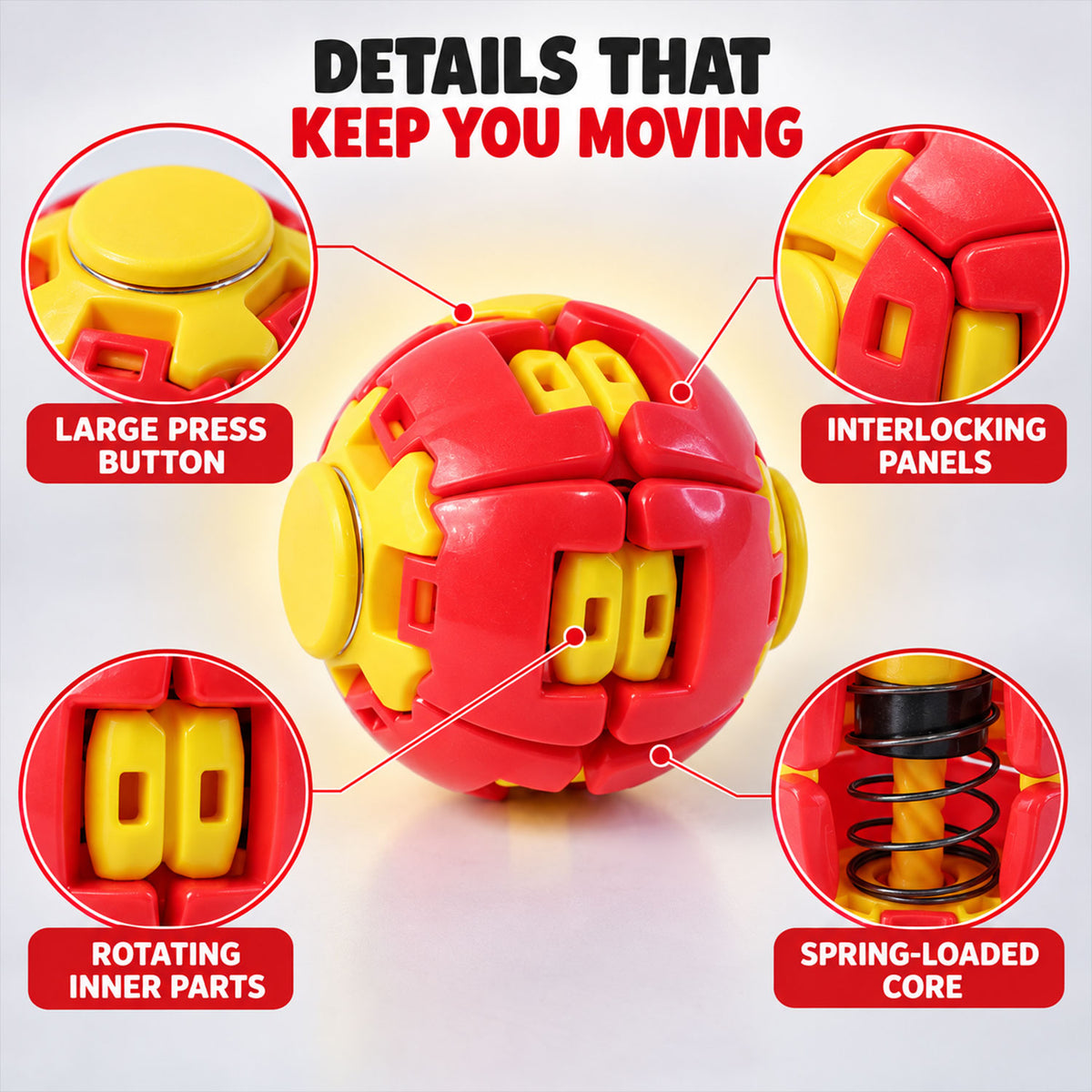 Transforming Spinner Flat Ball Toy with 360 Degree Spin for Kids and Desk Play