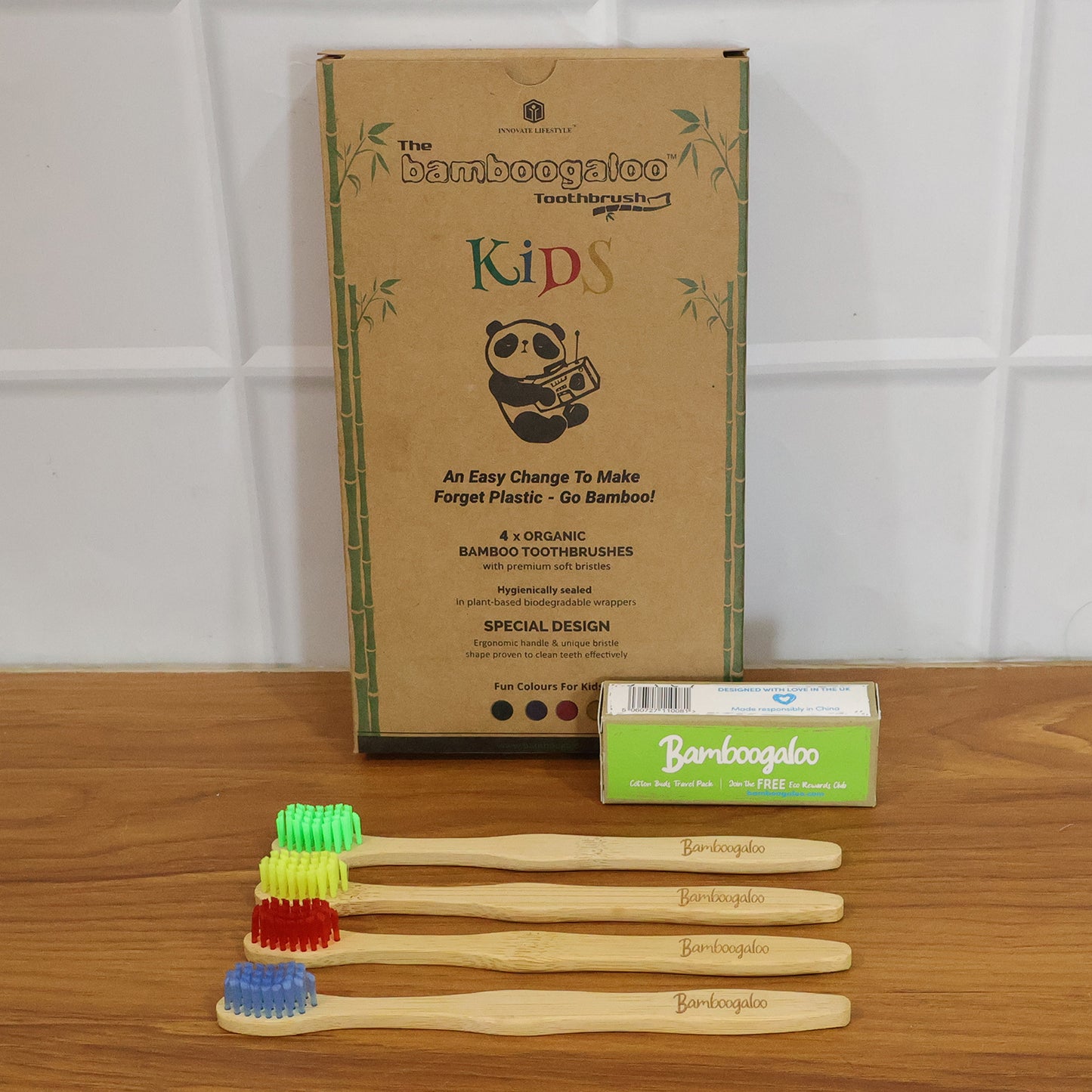 Bamboo Toothbrush Set for Adults (Pack of 4)