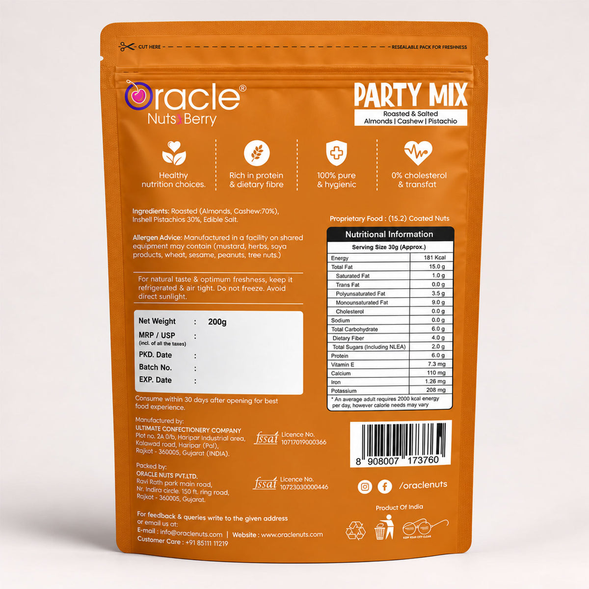 Party Mix Premium Crunchy Blend of Nuts and Savoury Snacks for Party Sharing (200g)