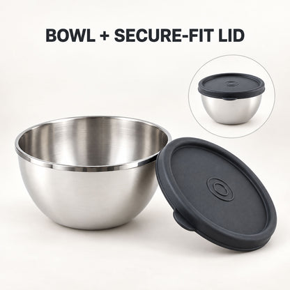 Apex Stainless Steel Food Container 400 ML with Lid, Round Storage Bowl (1 Pc)