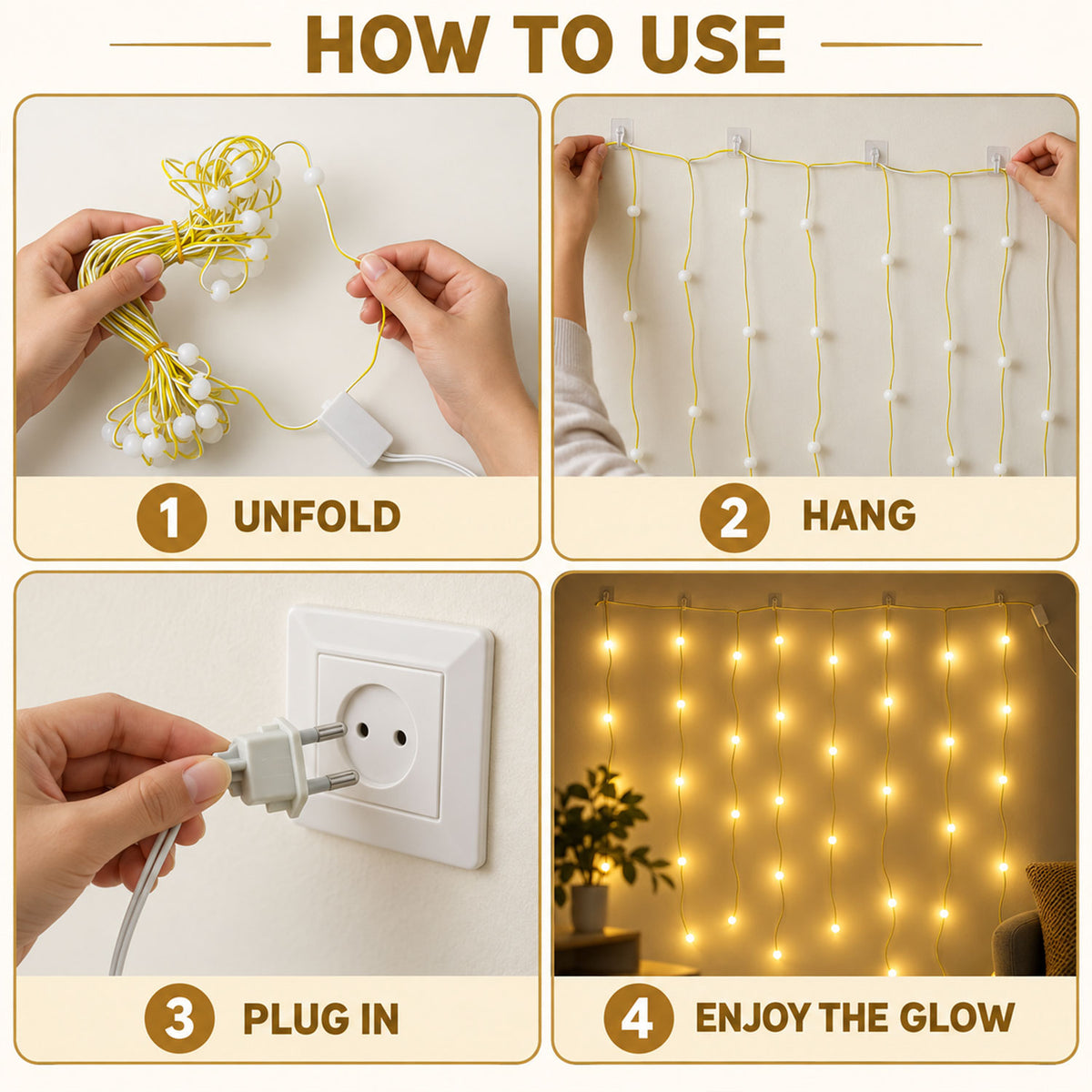 Warm White Bulb Curtain String Lights for Home Decoration (10 Mtr Approx)