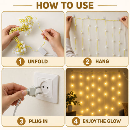 Warm White Bulb Curtain String Lights for Home Decoration (10 Mtr Approx)