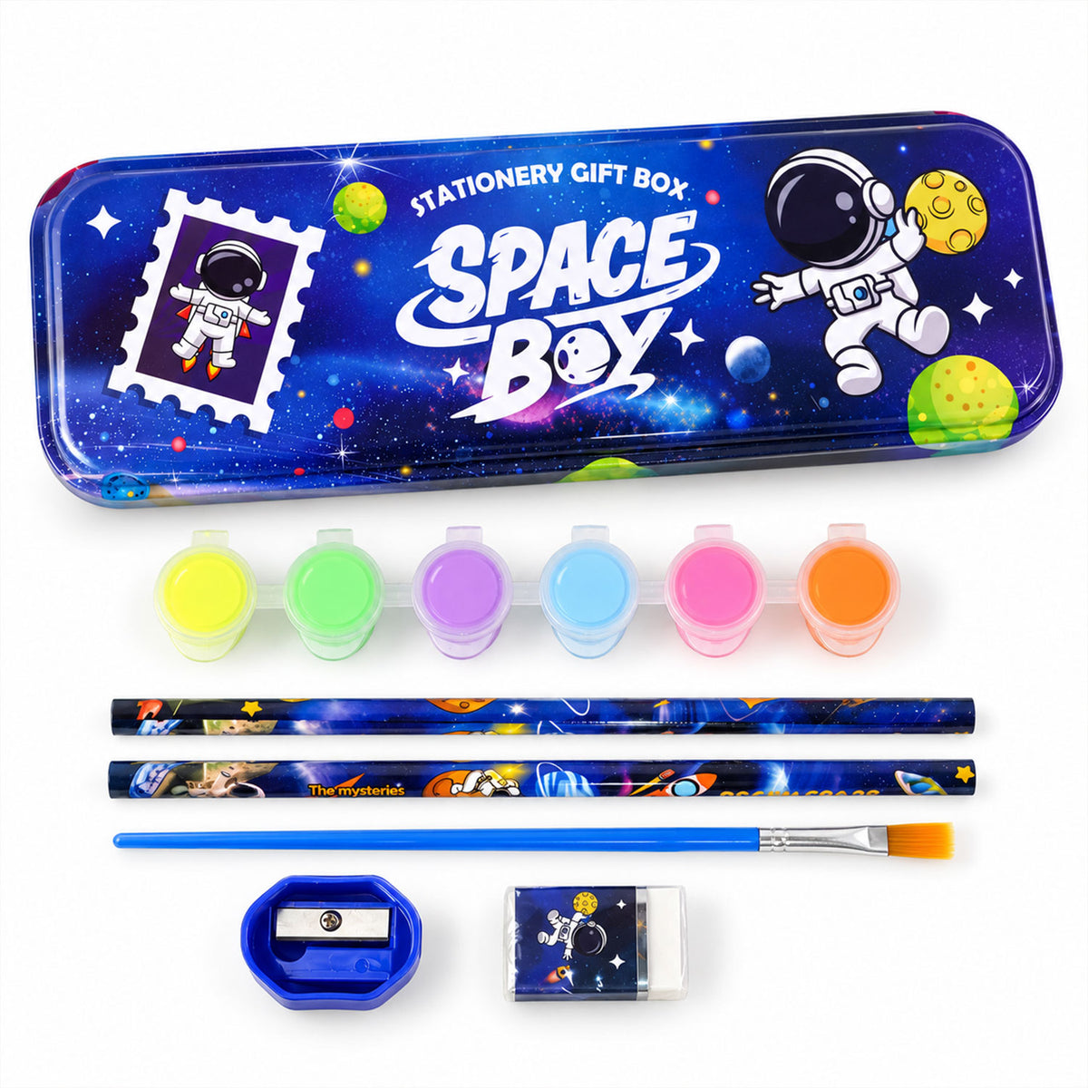 Kids Stationery Kit for School with Pencil Box, Paints and Colour Cards (1 Set)