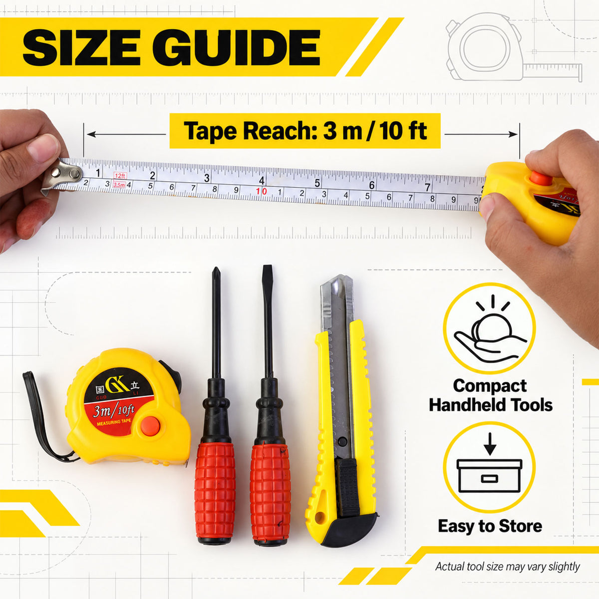 4 in 1 Hand Tool Kit for Garage and Hardware Repairs, Compact Tool Set (1 Set)