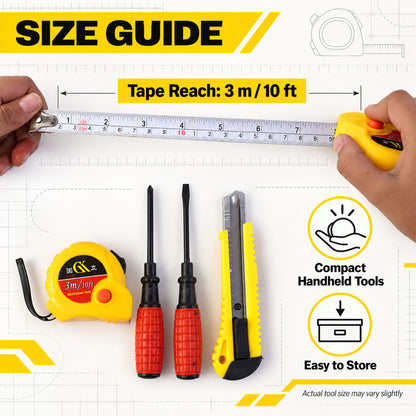 4 in 1 Hand Tool Kit for Garage and Hardware Repairs, Compact Tool Set (1 Set)