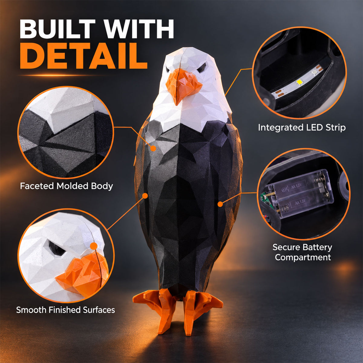 Eagle Shaped LED Ambient Wall Light with Remote and Magnetic Holder (1 Pc Set)