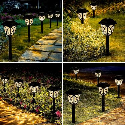 Solar garden light in use