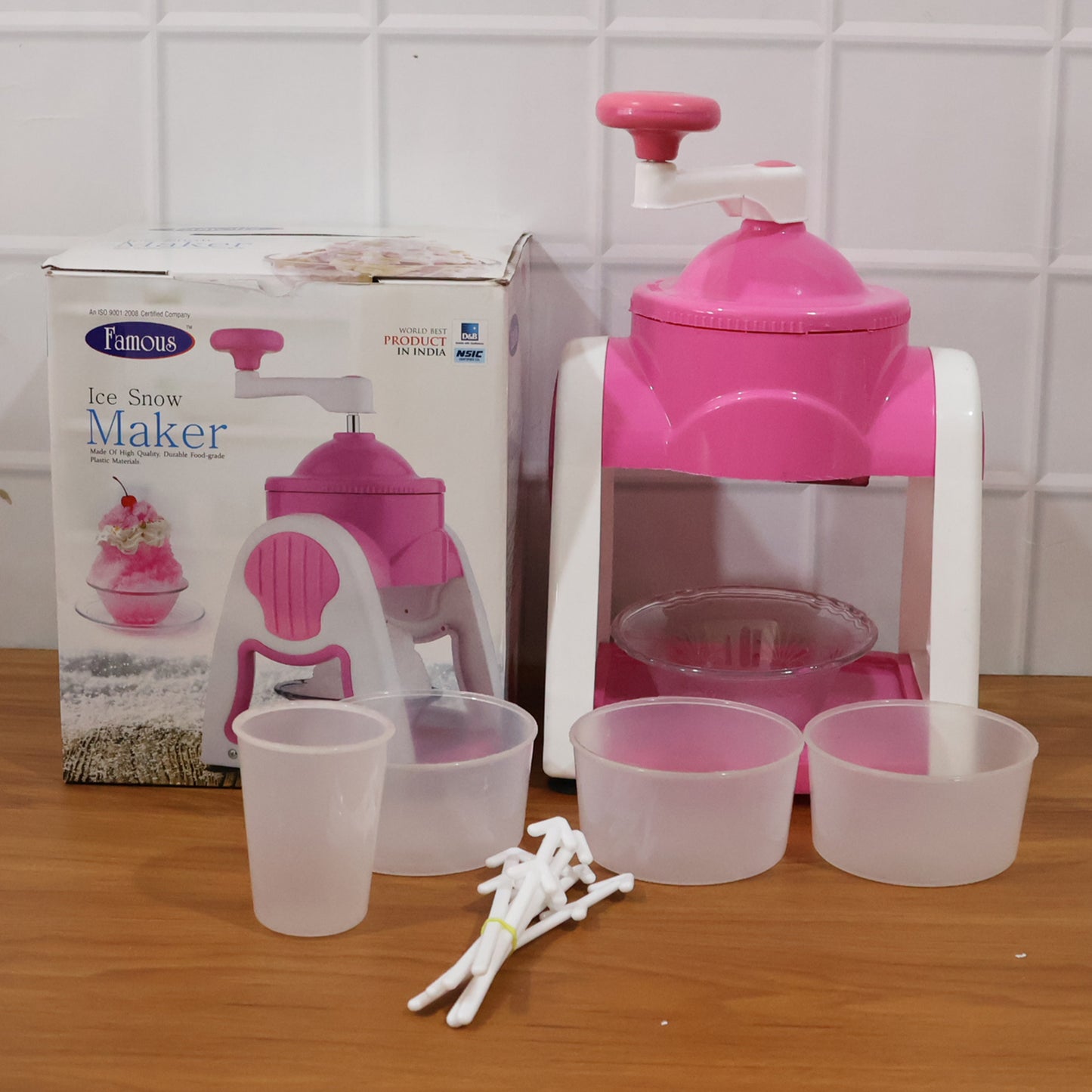 Manual Ice Crusher Machine (1 Set Pink Color)