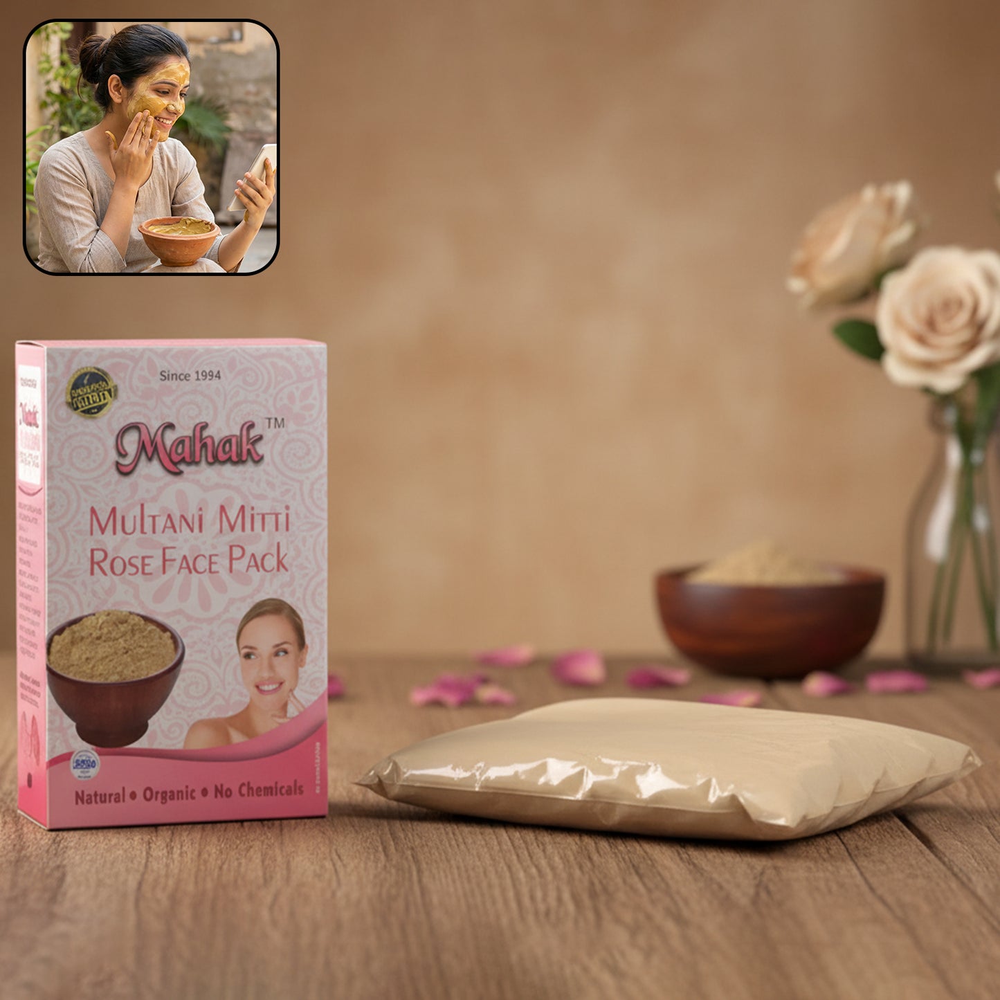 Herbal Multani Mitti & Rose Based Face Pack – 80 gm