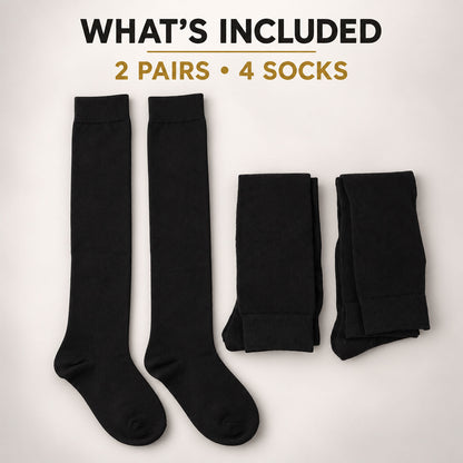 Long Soft Stretchable Over Knee Socks for Everyday Casual Wear and Style (2 Pair)