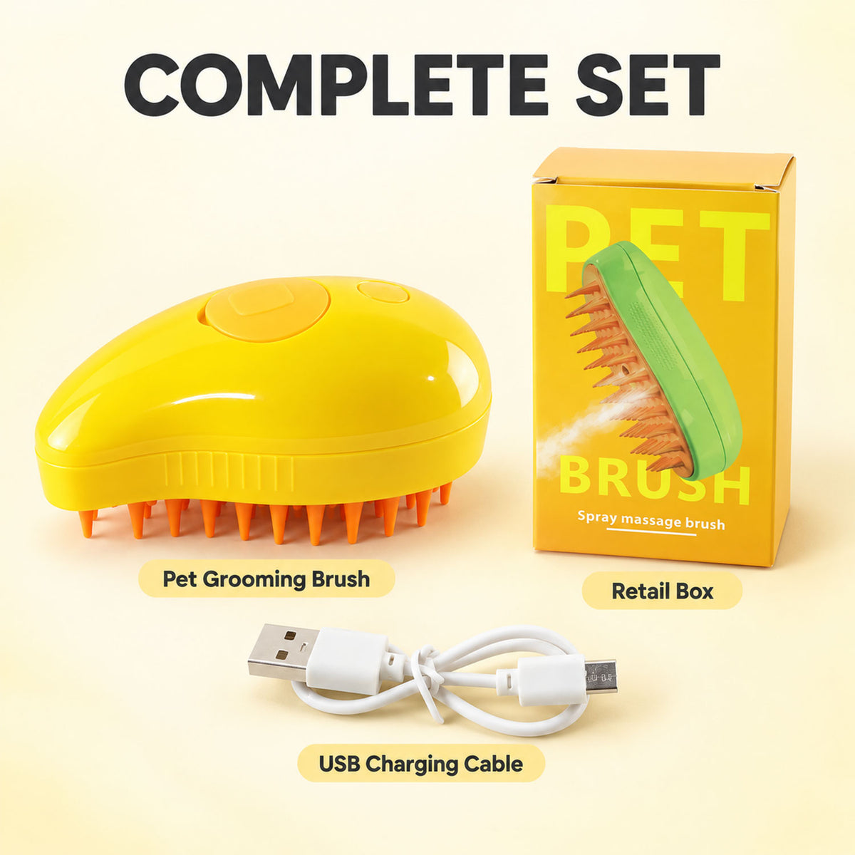 3 in 1 Steam Pet Brush for Cats and Dogs, Rechargeable Grooming Comb (1 Pc)