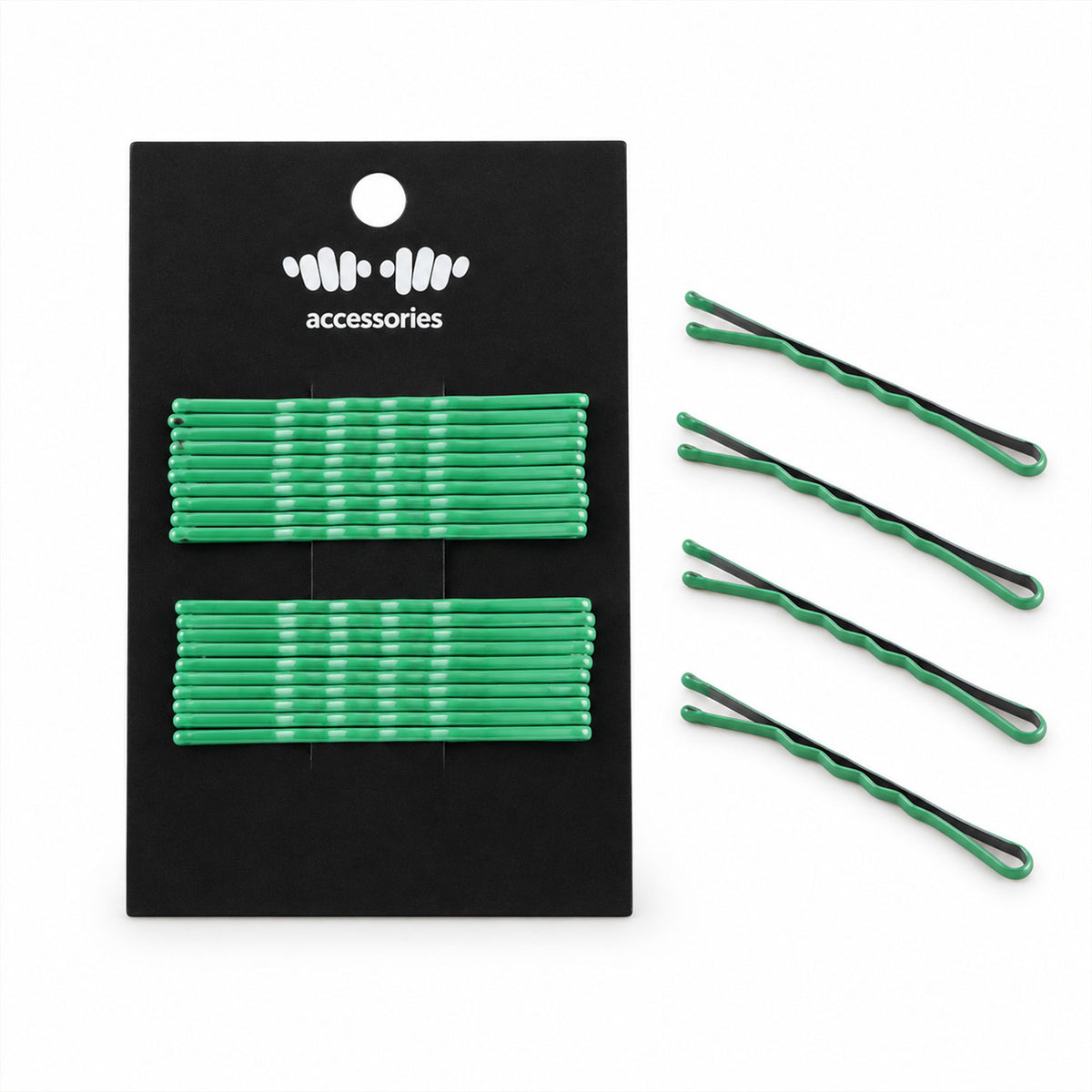 Green Metal Bobby Pins Set for Women and Girls Hair Styling (20 Pc)