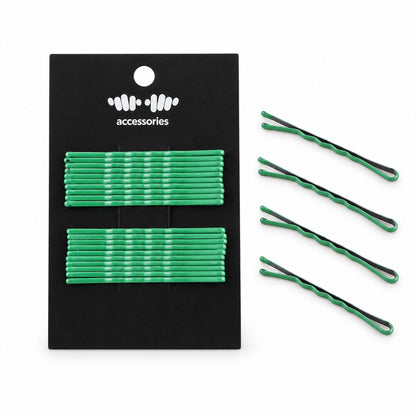 Green Metal Bobby Pins Set for Women and Girls Hair Styling (20 Pc)