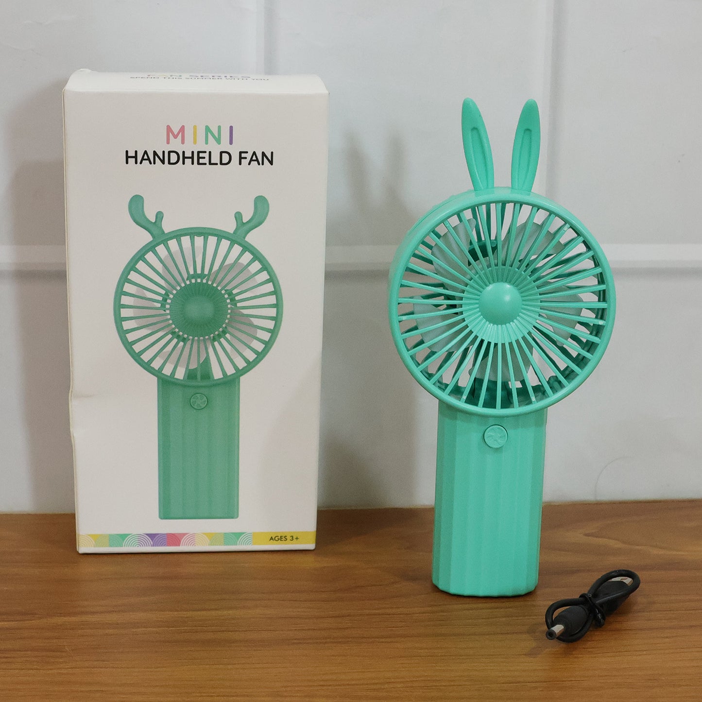 Cute Bunny Ear Design Portable USB Rechargeable Mini Handheld Fan (1 Pc)