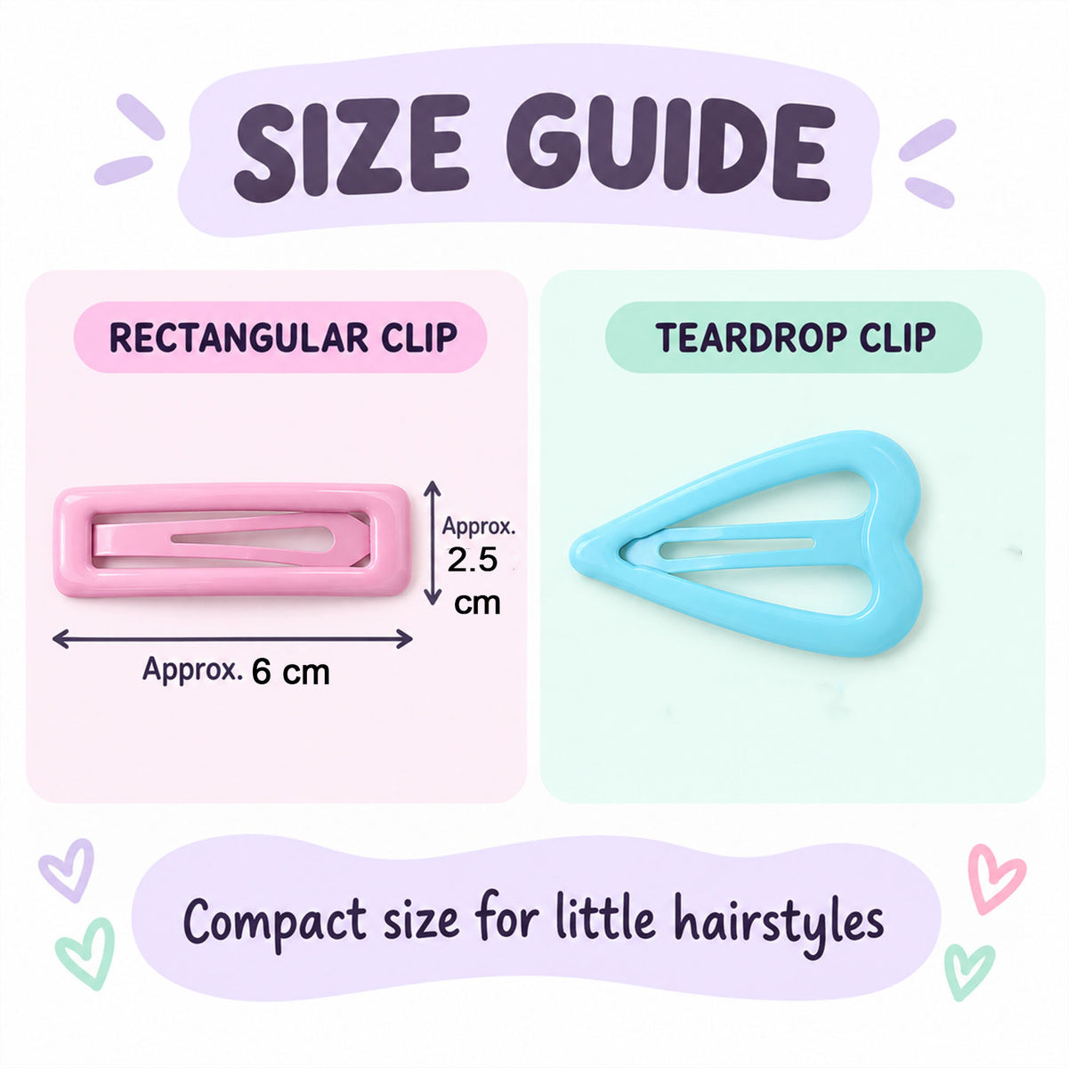 Hair pins size guide